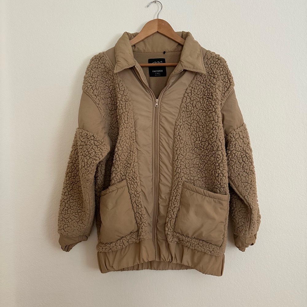 🦉 Sherpa Quilted Zip Jacket Neutral Tan | Fall Winter